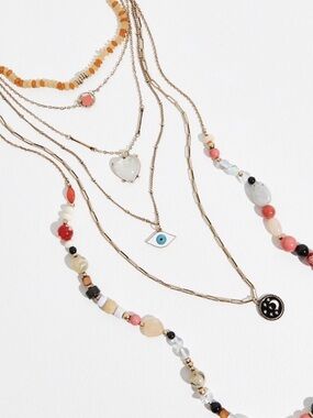 Free People Boho Multi Layered Evil Eye Necklace